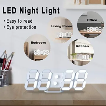 Stylish EDUP HOME 3D LED Digital Wall Clock with Remote