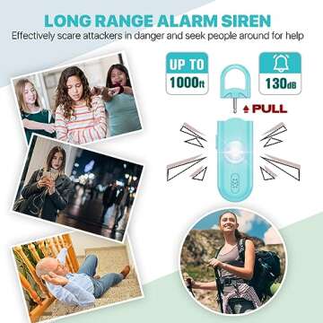 Personal Safety Alarm for Women Girls, 130dB Loud Siren with Key Chain, SOS Strobe Light, Flashlight...