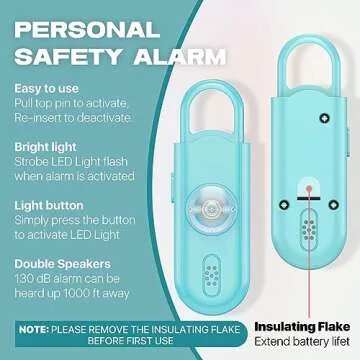 Personal Safety Alarm for Women Girls, 130dB Loud Siren with Key Chain, SOS Strobe Light, Flashlight Help Kids, Elders, Students Emergency Call, Back to School Gift Idea for Self Defense Devices