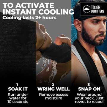 Tough Outdoors Cooling Towels (38.5"x12") - Cooling Towels for Neck & Face, Cooling Neck Wraps - Ice Towel & Sweat Rag for Camping, Gym, Yoga & Sports