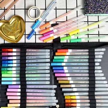 Typecho Gel Pens 48 Pack for Kids and Adults - Travel Case Included