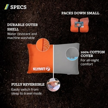 Klymit Drift Camping Pillow with Memory Foam for Comfort