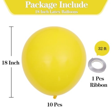 KALOR 18 Inch Yellow Balloons for Stunning Party Decor