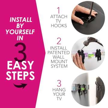 HangSmart TV® Wall Mount NO Stud - Original & Patented Easy Install, DIY for 19-100" TVs, Holds Up ...