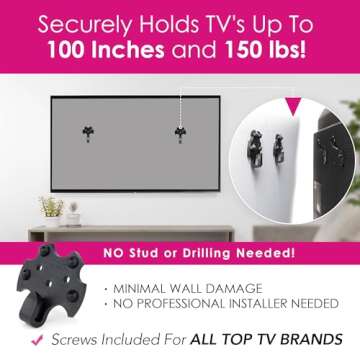 HangSmart TV Wall Mount No Stud - Easy DIY Install