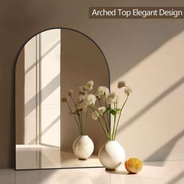 Mirrorons 38 x 26 Inch Black Large Arched Mirror for Bathroom Vanity Mirror, Arched Wall Mirror with Metal Frame, Decor Modern Dresser Mirror for Bedroom Living Room Entryway, Shatterproof