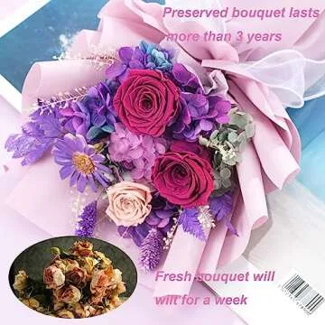 lovenfold Flowers for Delivery,Preserved Flowers Bouquets,Purple Rose Bouquets That Last 1-3 Years,Gift for Her: Birthday Christmas Valentine's Day Mother's Day, Room Decorations
