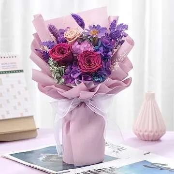 lovenfold Flowers for Delivery,Preserved Flowers Bouquets,Purple Rose Bouquets That Last 1-3 Years,Gift for Her: Birthday Christmas Valentine's Day Mother's Day, Room Decorations
