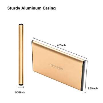 Maxone 500GB Ultra Slim Portable External Hard Drive HDD USB 3.0 Compatible with PC, Laptop - Gold