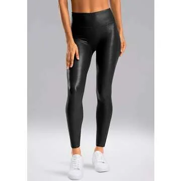 SANTINY Women's Faux Leather Leggings - High Waisted Comfort