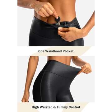 SANTINY Women's Faux Leather Leggings - High Waisted Comfort