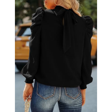 Dokotoo Elegant Puff Sleeve Turtleneck Top for Women