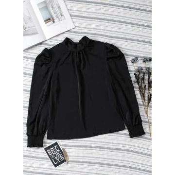 Dokotoo Elegant Puff Sleeve Turtleneck Top for Women