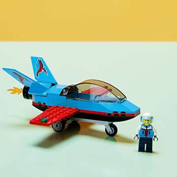 LEGO City Great Vehicles Stunt Plane 60323 Jet Airplane Toy, 2022 Building Set, Gifts for Kids, Boys and Girls 5 Plus Years Old with Pilot Minifigure