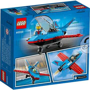 LEGO City Great Vehicles Stunt Plane 60323 Jet Airplane Toy, 2022 Building Set, Gifts for Kids, Boys and Girls 5 Plus Years Old with Pilot Minifigure