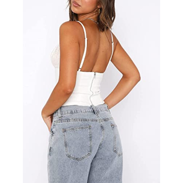 Annystore Y2K Womens Sexy Lace Crop Tank Top