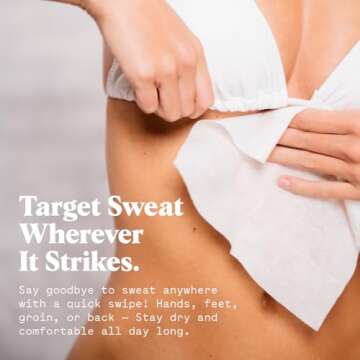 Whole Body Antiperspirant Wipes - Anti-Sweat Wipes for Body, Hands and Feet, Neutralizes Odor and Excessive Sweating, Quick-Drying and Travel-Friendly - Unscented, Pack of 1