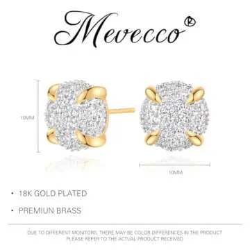 Gold Cubic Zirconia Earrings Studs for Women 18k Gold Tiny Round CZ Earrings Hypoallergenic Handmade Earrings Studs Everyday Wear