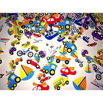500 Self Adhesive Foam Transportation Stickers for Kids