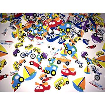 500 Self Adhesive Foam Transportation Stickers for Kids