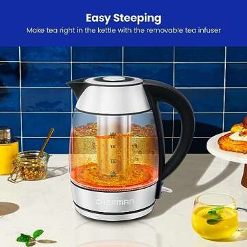Chefman Electric Kettle 1.8L with Tea Infuser and Auto Shut Off
