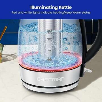 Chefman Electric Kettle 1.8L with Tea Infuser and Auto Shut Off