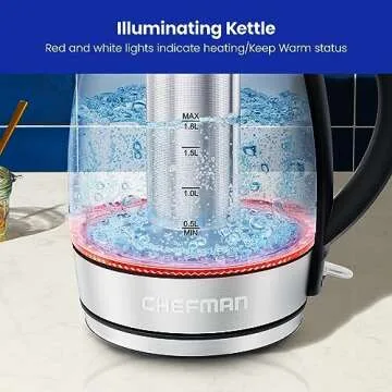 Chefman Electric Kettle 1.8L with Tea Infuser and Auto Shut Off