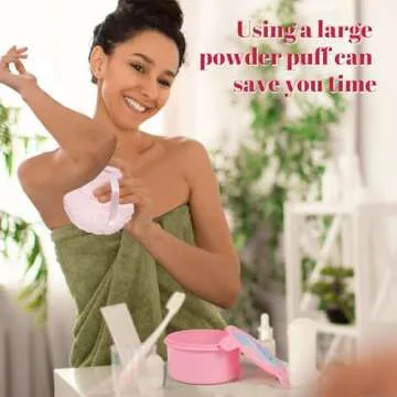 Extra Soft Powder Puff, 6" x 3" Large Body Powder Applicator, Dusting Powder Puffs with Loose Powder Container for Women (Pink)