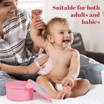 Extra Soft Powder Puff, 6" x 3" Large Body Powder Applicator, Dusting Powder Puffs with Loose Powder Container for Women (Pink)