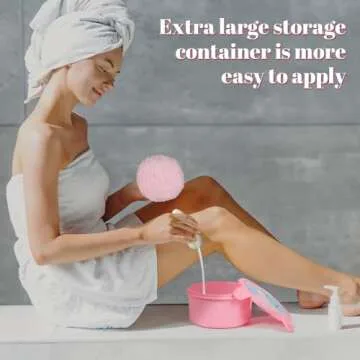 Extra Soft Powder Puff, 6" x 3" Large Body Powder Applicator, Dusting Powder Puffs with Loose Powder Container for Women (Pink)