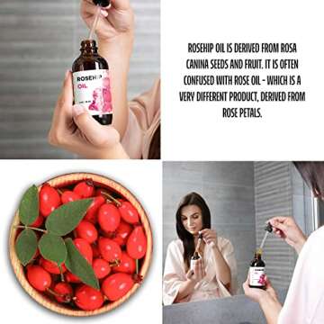 Premium Nature Rosehip Oil For Face for Women, Rosehip Seed Pure Cold Pressed Unrefined For Hair and...