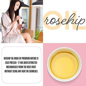 Premium Nature Rosehip Oil For Face for Women, Rosehip Seed Pure Cold Pressed Unrefined For Hair and Nails Skin Care Moisturizer, Rose Hips Face Oils and Serums 4oz