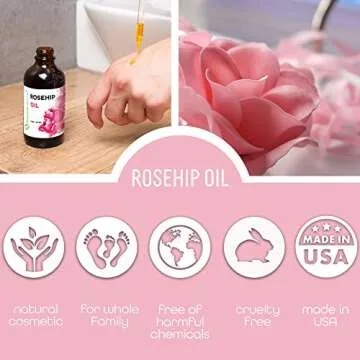 Premium Nature Rosehip Oil For Face for Women, Rosehip Seed Pure Cold Pressed Unrefined For Hair and Nails Skin Care Moisturizer, Rose Hips Face Oils and Serums 4oz