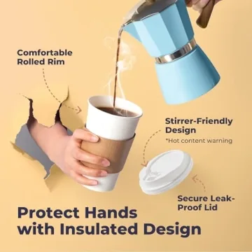 Fit Meal Prep 50 Pack 12 oz Disposable Coffee Cups with Lids, Sleeves, Leak-Proof To Go Coffee Cups with Lids, Durable Hot Paper Cups for Home, Office, Party, Business