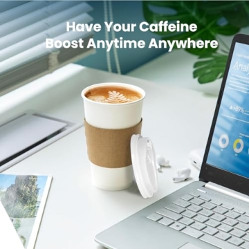 Fit Meal Prep 50 Pack 12 oz Disposable Coffee Cups with Lids, Sleeves, Leak-Proof To Go Coffee Cups with Lids, Durable Hot Paper Cups for Home, Office, Party, Business