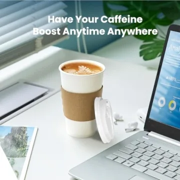 Fit Meal Prep 50 Pack 12 oz Disposable Coffee Cups with Lids, Sleeves, Leak-Proof To Go Coffee Cups with Lids, Durable Hot Paper Cups for Home, Office, Party, Business