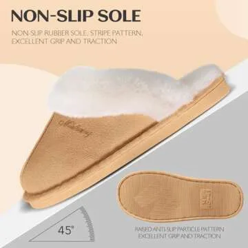 SOSUSHOE Womens Slippers Fuzzy Slippers Cozy Memory Foam House Slippers for womens Cozy Furry Fluffy Slippers Warm Comfy Non-slip Indoor Outdoor Slippers for Women and Girls,Light Brown