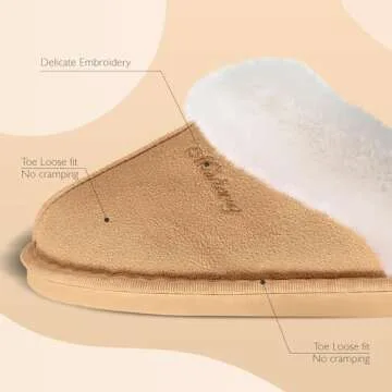 SOSUSHOE Womens Slippers Fuzzy Slippers Cozy Memory Foam House Slippers for womens Cozy Furry Fluffy Slippers Warm Comfy Non-slip Indoor Outdoor Slippers for Women and Girls,Light Brown