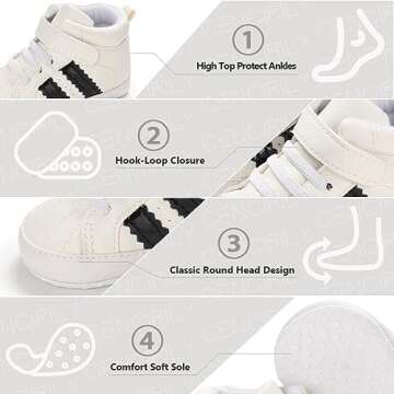 CENCIRILY Baby Boys Girls High Top Sneakers Soft Soles Anti Skid Infant Ankle Shoes Toddler Prewalker First Walking Crib Shoes