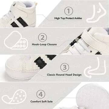 CENCIRILY Baby Boys Girls High Top Sneakers Soft Soles Anti Skid Infant Ankle Shoes Toddler Prewalker First Walking Crib Shoes