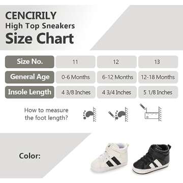 CENCIRILY Baby Boys Girls High Top Sneakers Soft Soles Anti Skid Infant Ankle Shoes Toddler Prewalker First Walking Crib Shoes