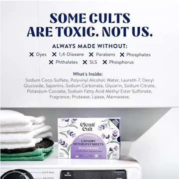 Cleancult Laundry Detergent Sheets for 60 Loads - Eco-Friendly & Natural