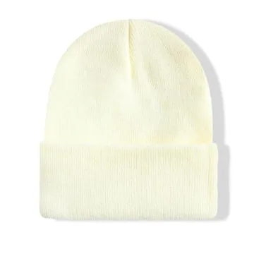 NPJY Unisex Beige Knit Beanie - Winter Hat for Men & Women