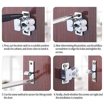 BTMB Double Roller Catch Durable Cabinet Latch Tools 20pcs