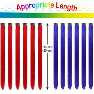Red and Blue Clip-in Hair Extensions for Kids and Adults