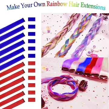 Red and Blue Clip-in Hair Extensions for Kids and Adults