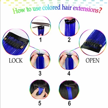 Red and Blue Clip-in Hair Extensions for Kids and Adults