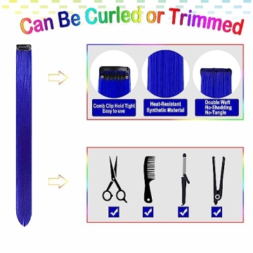 Red and Blue Clip-in Hair Extensions for Kids and Adults