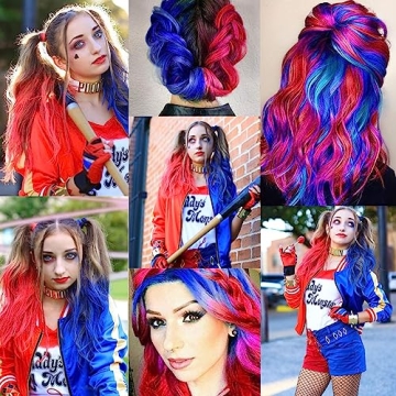 Red and Blue Clip-in Hair Extensions for Kids and Adults