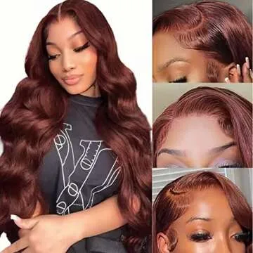 UNICE 12A Reddish Brown 13x4 Lace Front Wigs Human Hair 180% Density Bleached Knots for Women Body Wave Copper Red Glueless Human Hair Frontal Wigs Pre Plucked with Baby Hair 18 inch